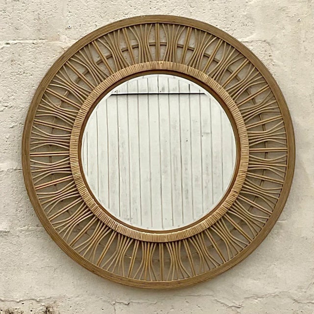 Vintage Coastal Wrapped Rattan Mirror Chairish