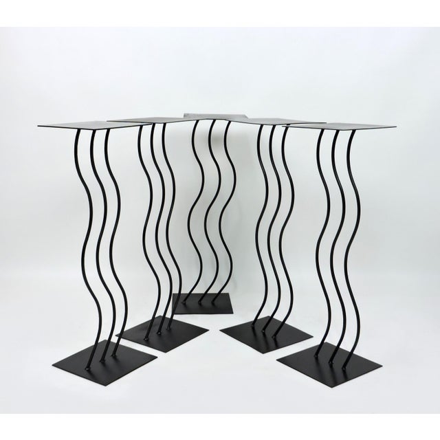 1990s Post Modern Memphis Style Wavy Steel Plant or Speaker Stand For Sale - Image 14 of 14
