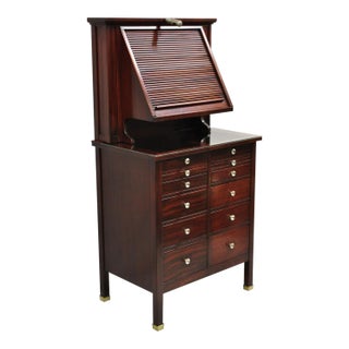 Mahogany Genothalmic Cabinet by General Optical Co Roll Top Medical Work Desk For Sale