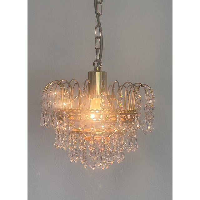 Brass and Lead Crystal Chandelier by Joska Bodenmais, 1970s For Sale - Image 16 of 17