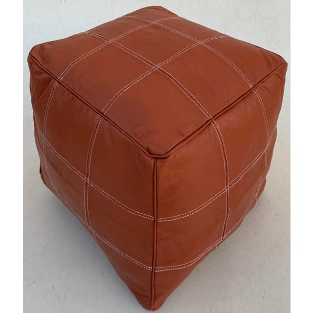 Contemporary Brown Chocolate Embroidered Moroccan Pouf Cover For Sale - Image 10 of 10