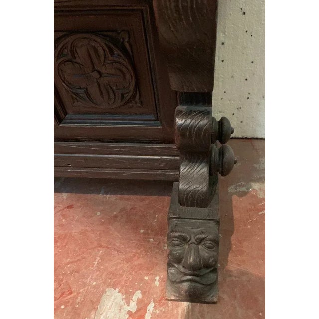 Brown Console Table in Carved Oak For Sale - Image 8 of 15