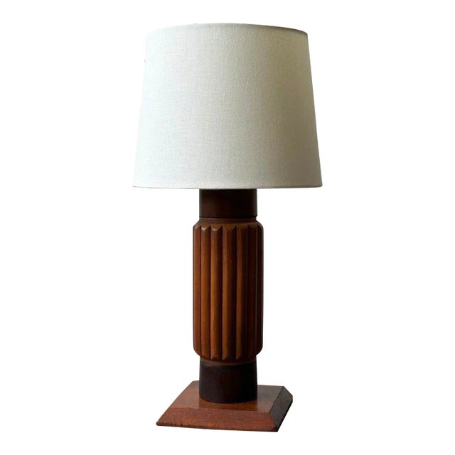 Vintage Constructivist Fluted Wood Lamp, Circa 1940s For Sale