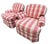 A Pair of Custom Pink Plaid Pleated Skirt Lounge Chairs With Rolled Arms For Sale - Image 17 of 18