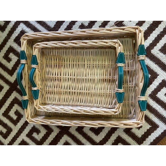 Textile Large Rectangle Blue Osier Tray For Sale - Image 7 of 7