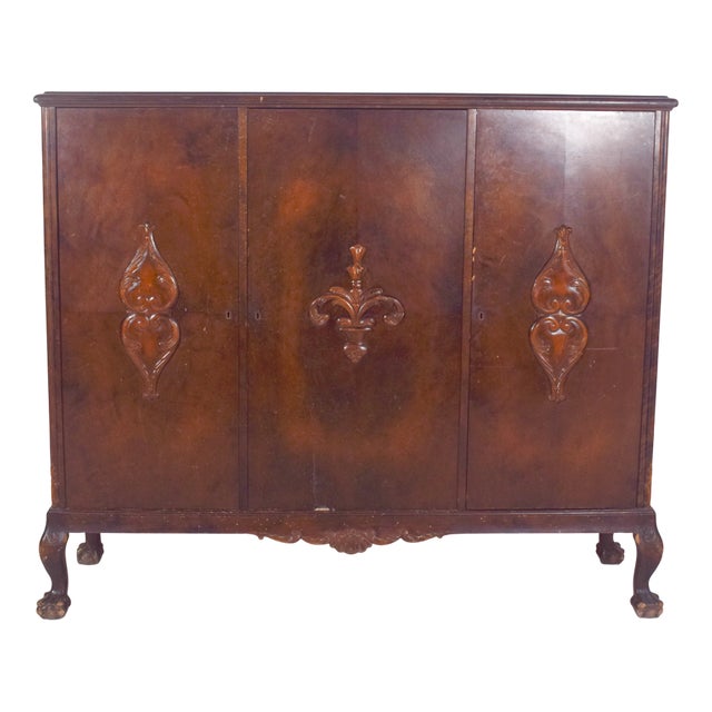Antique English Sideboard with Three Doors, 1890s For Sale