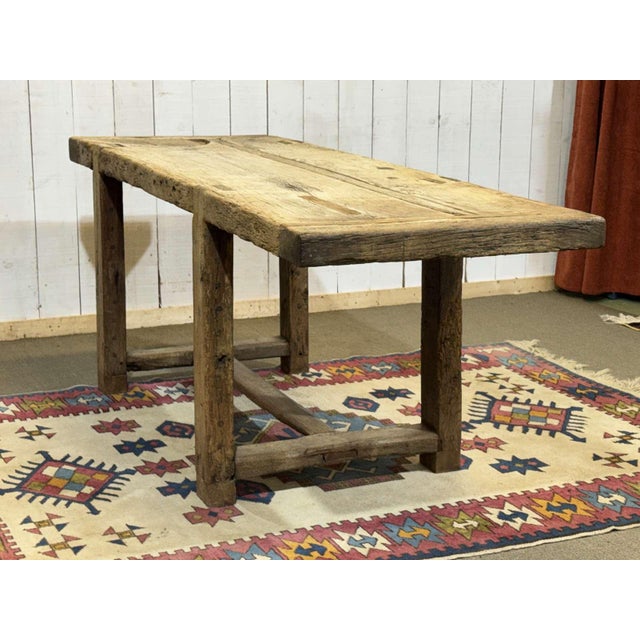 Vintage Raw Oak Carpenters Workbench, 1930s For Sale - Image 9 of 18