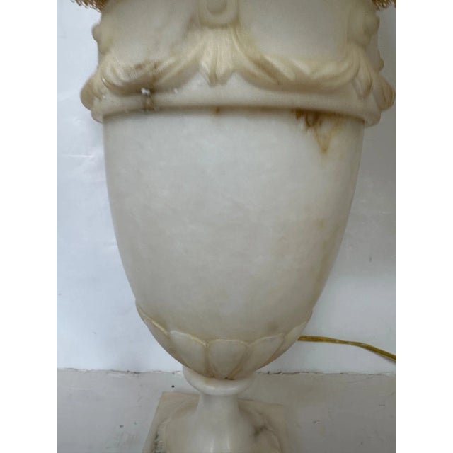 Traditional Antique Alabaster Table Lamps- a Pair For Sale - Image 3 of 11