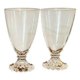 1940s Art Deco Candlewick Footed Tumbler Glasses - A Pair For Sale
