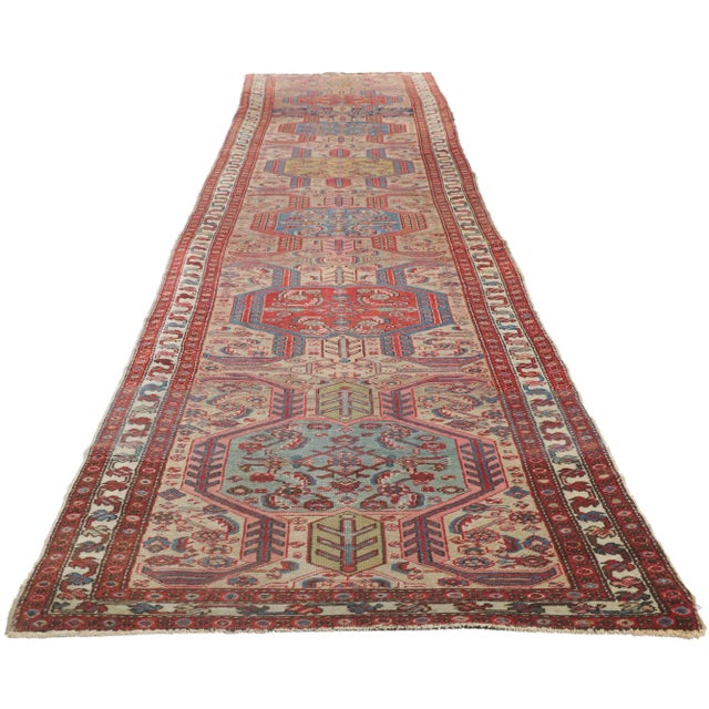 Tribal Antique Persian Serapi Rug Runner - 3'02 X 18'04 For Sale - Image 3 of 9