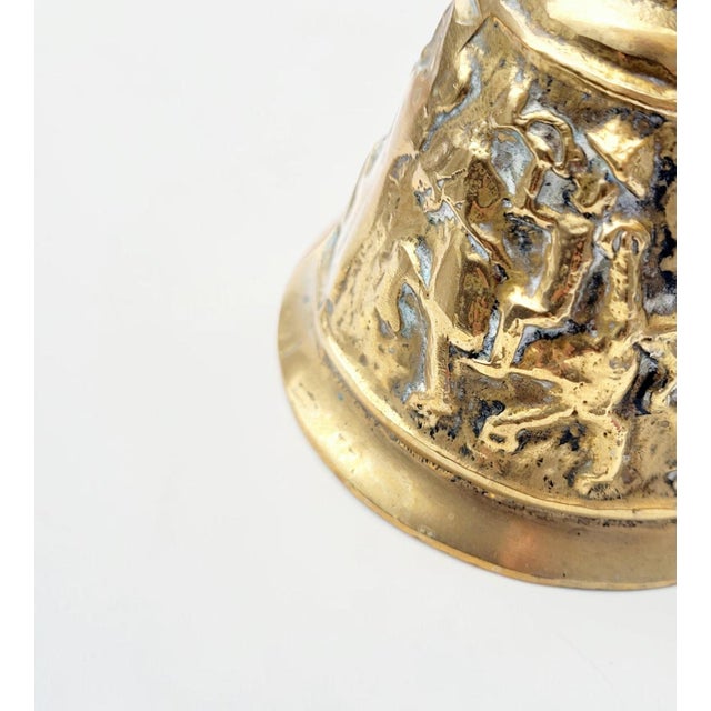 Antique Belgian Flemish Figurative Brass Table Bell, 1890 For Sale - Image 5 of 13