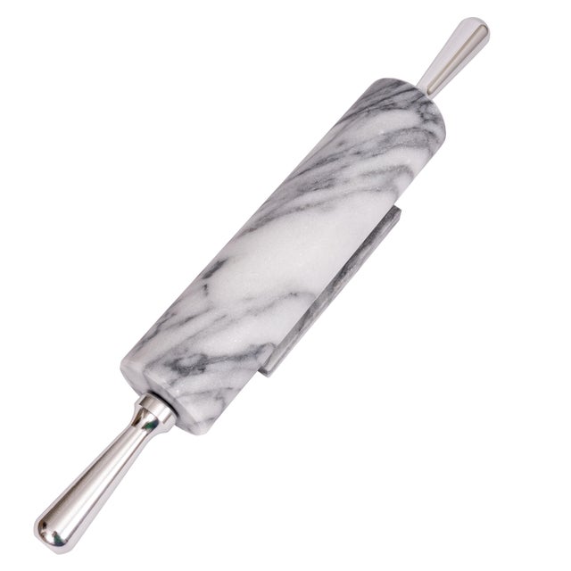 Marble Rolling Pin with Aluminum Handle White For Sale - Image 4 of 4