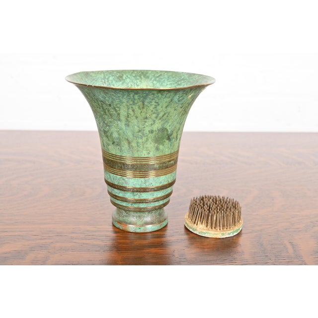 Carl Sorensen Art Deco Verdigris Bronze Vase, Early 20th Century For Sale - Image 9 of 11