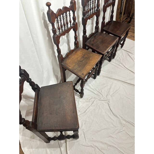 Set of 4 Early 19th Century Provincial Walnut Baroque Dining Chairs For Sale - Image 11 of 11