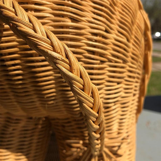 1960s Figurative Animalia Wicker Elephant Side Table in the Style of Mario Lopez Torres For Sale - Image 4 of 6