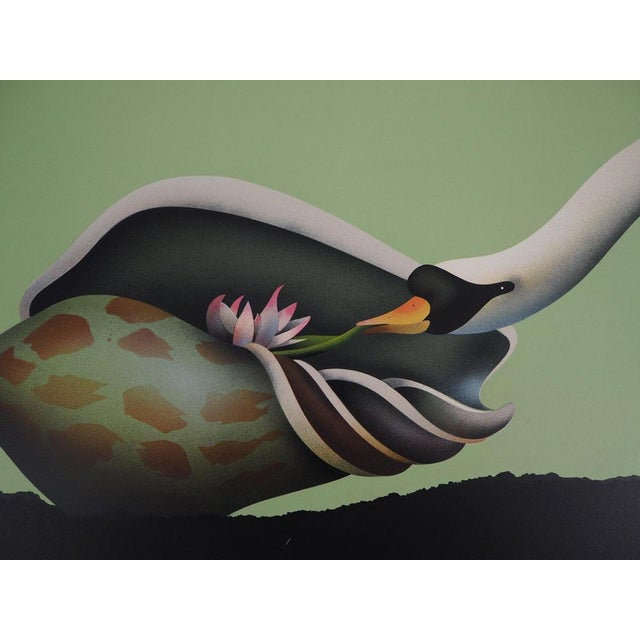 Jean-Paul Donadini (1951) The Swan and the Seashell Original color lithograph Signed in pencil and dedicated "for Roland,...
