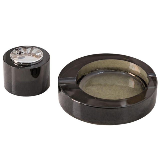 Smoking Set Ashtray Murano Glass Lighter in the style of Fontana Arte, Italy, 1970s For Sale - Image 9 of 9