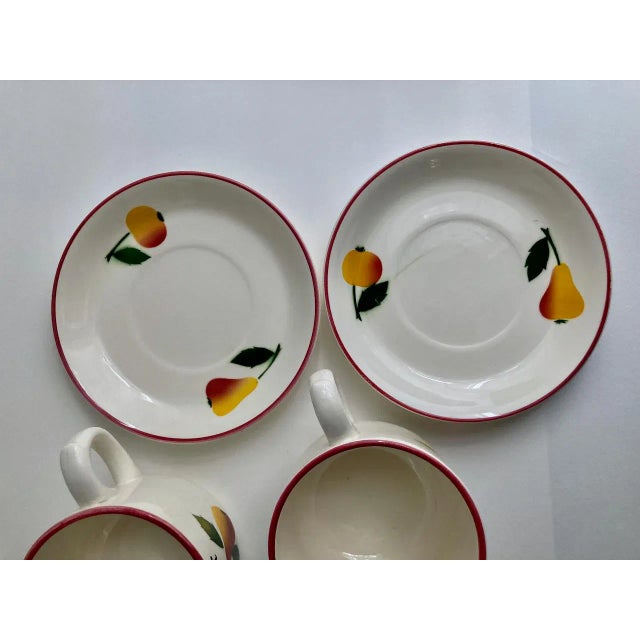 Off-white Vintage R.C.P. Co. Hand-Painted Mother & Father Cups & Saucers Set- 4 Pieces For Sale - Image 8 of 13