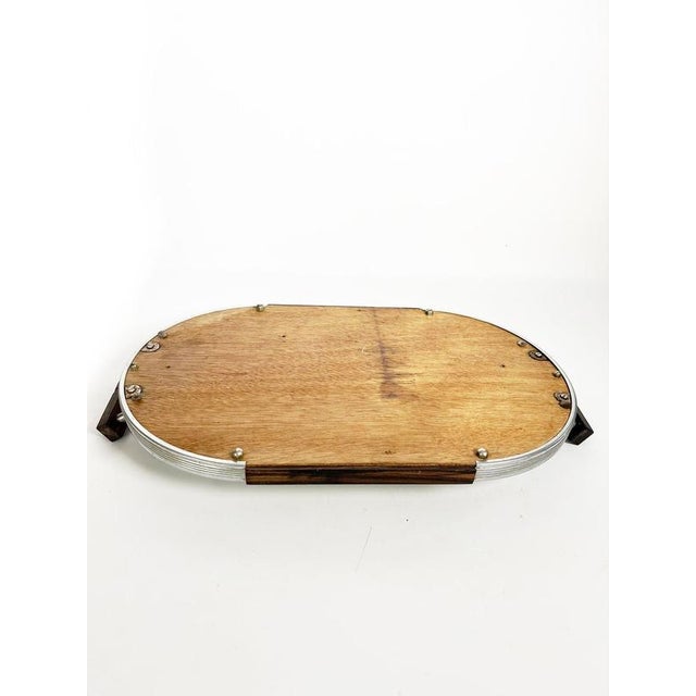 Vintage French Art Deco Iron and Wood Tray, 1940s For Sale - Image 10 of 14