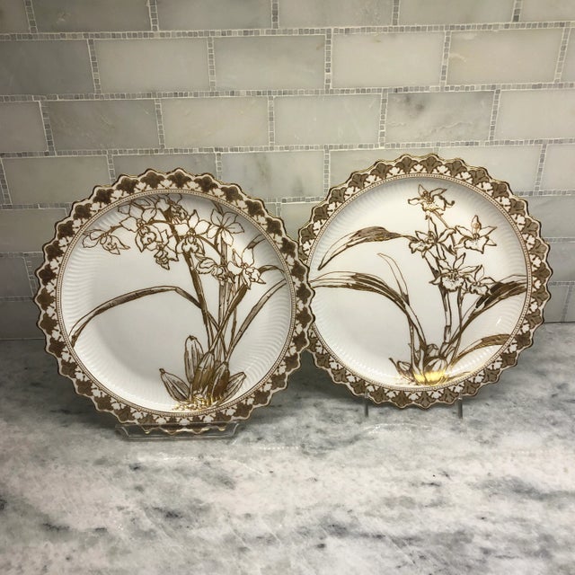 Ceramic Antique Doulton Burselm Cabinet Plates- a Pair For Sale - Image 7 of 8