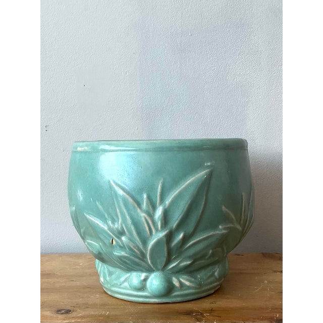 Vintage Glazed Ceramic Cache Pot After McCoy For Sale - Image 11 of 12