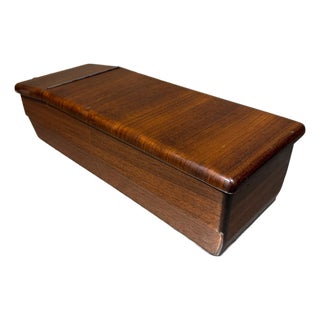 Zebrano Wood Grain Vintage Center Console Storage Box For Sale