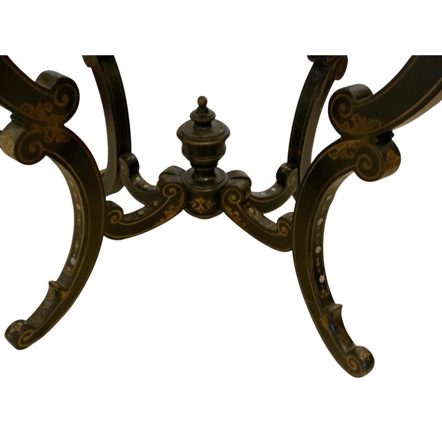 Black Antique Burgauté Black Lacquer & Mother-of-Pearl Sewing Table Circa 1850–1880 For Sale - Image 8 of 11