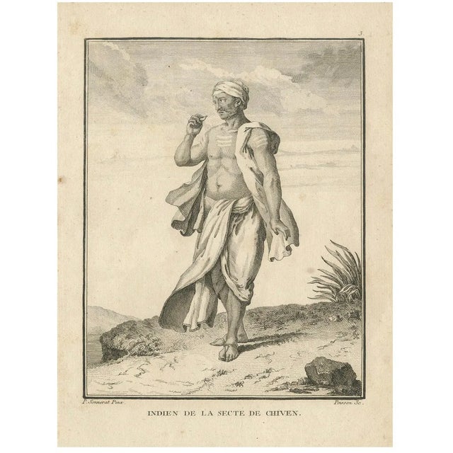 Indian Follower of the Shaivite Sect Sonnerat Voyage, 1806, Paper For Sale