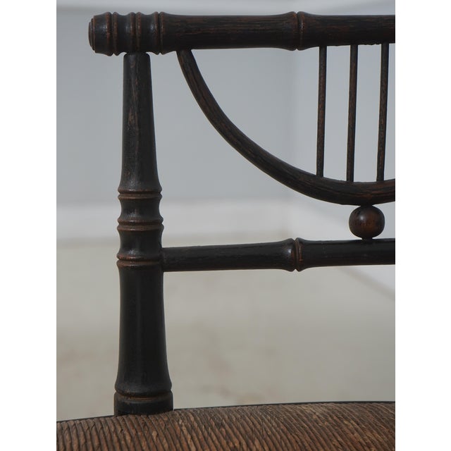 Brown Pair of Antique Rush Seat Bamboo Sussex Type Chairs For Sale - Image 8 of 18