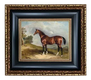 "Portrait of Sultan in Landscape" Contemporary Reproduction Print on Canvas, Framed 14" X 16"