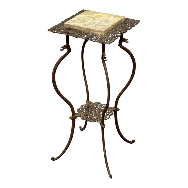 19th Century Ornate Marble Top Victorian Plant Stand For Sale