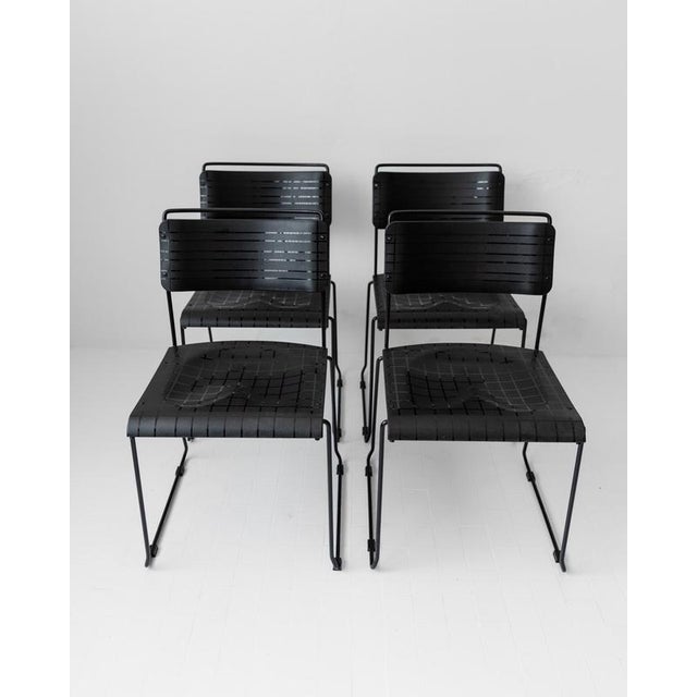 Vintage Dining Chairs in Black Metal and Plastic, 1980s, Set of 4 For Sale - Image 5 of 18