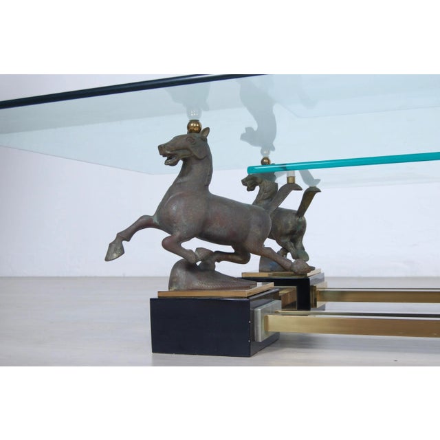 Large Rectangular Coffee Table with Bronze Horses from Maison Charles For Sale - Image 9 of 17