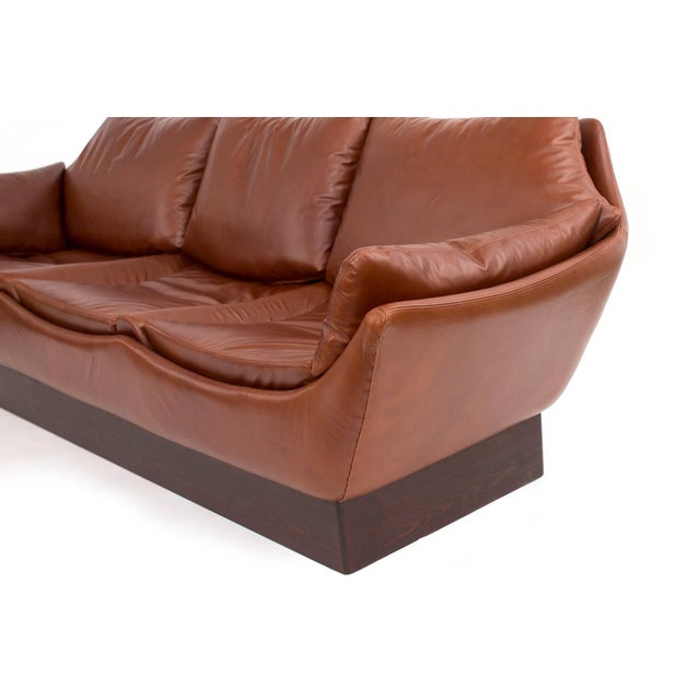 1970s Sculptural Danish Leather & Down Sofa For Sale - Image 5 of 7