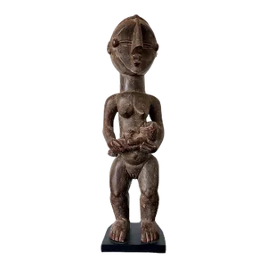 Mid 20th Century Lwalwa Mother Figure Holding Baby Africa With Provenance