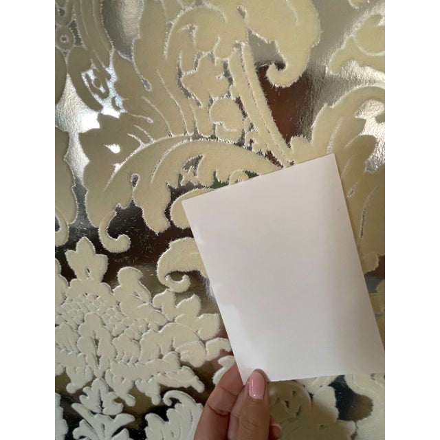 Cole & Son Damask White Lifford Flock on Silver Foil Wallpaper For Sale - Image 14 of 18