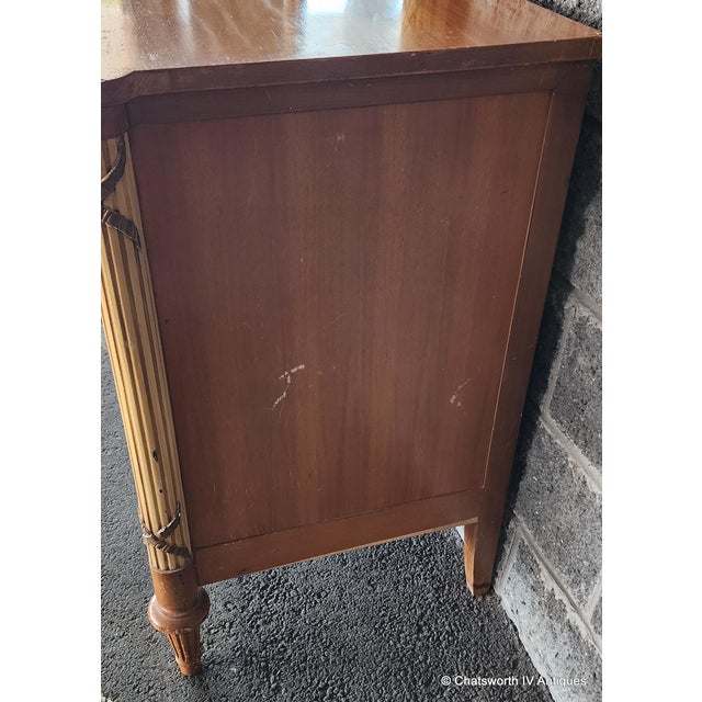 Antique French Neoclassical 1930s Inlaid Satinwood Mahogany Bedroom Dresser W/ Mirror For Sale - Image 14 of 16