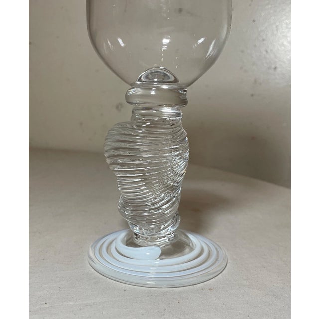 1990s Vintage Hand Blown Art Glass 5th Street Studio Glass Ltd. Wine Glass Goblet Cup For Sale - Image 5 of 13