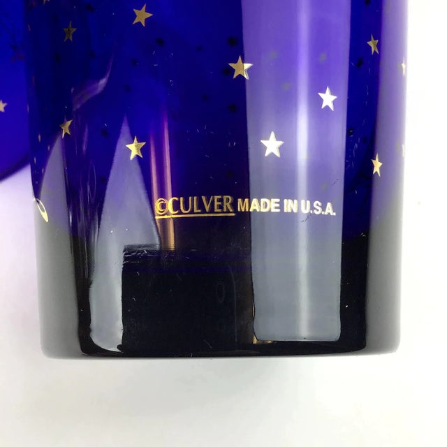 Mid-Century Modern Cobalt Blue Holiday Cocktail Glasses Culver For Sale - Image 9 of 11