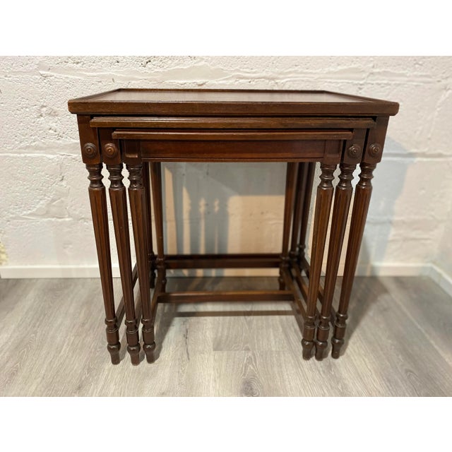 Wood Mahogany and Glass Nesting Tables - Set of 3 by Imperial Furniture Co For Sale - Image 7 of 11
