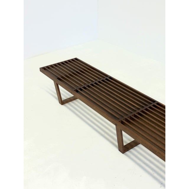 Brown Vintage Long Platform Slatted Bench in Teak by George Nelson, 1970s For Sale - Image 8 of 12