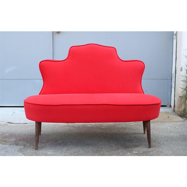 Sofa in Red Fabric from Cesare Lacca, Italy, 1950 For Sale - Image 13 of 13