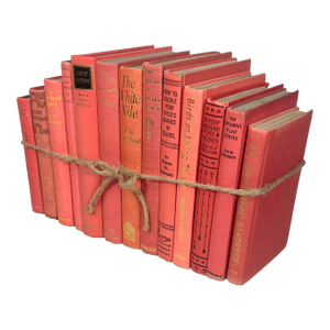 Decorative Books - Vintage Coral Book Bundles - 1 Foot of Reddish Pink Books