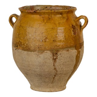 19th Century Ocher Glazed French Confit Pot For Sale