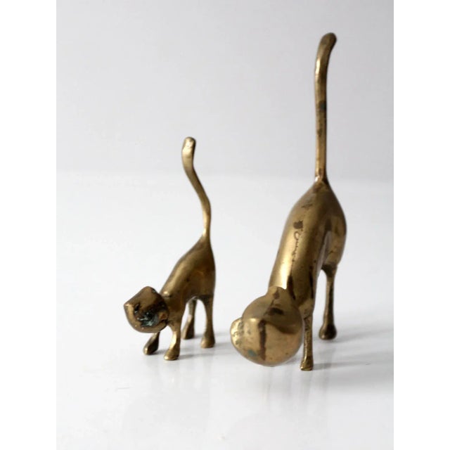 Mid Century Brass Cats Pair For Sale - Image 6 of 9