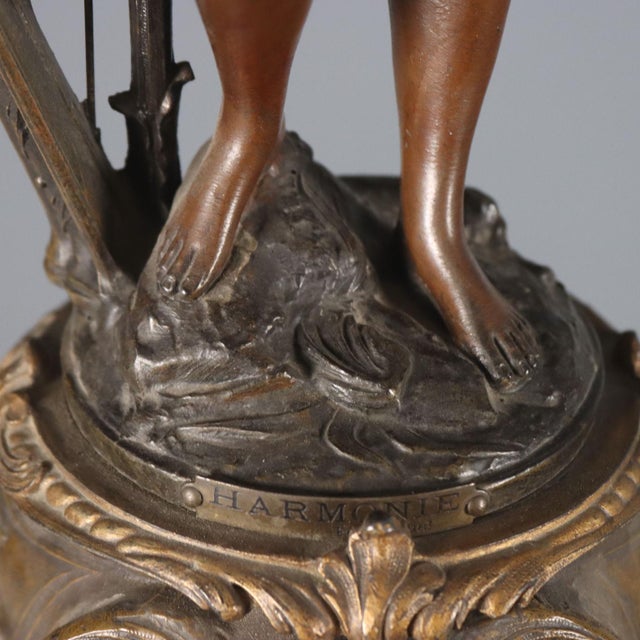 Brown Antique French Table Clock with Marble For Sale - Image 8 of 14