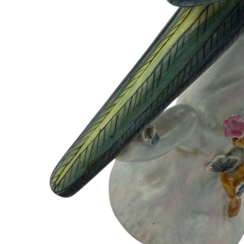 This is a pair of vintage Chinese Export porcelain parrots, beautifully hand-painted in vibrant shades of citron yellow,...