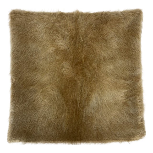 18” X 18” Premium Colombian Champagne Long-Haired Cowhide Pillow Cover - Handcrafted by Pablo Sota Designs For Sale