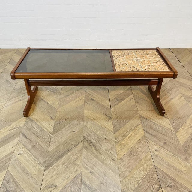 Wood Mid-Century Long Glass and Ceramic Coffee Table from G-Plan, 1960s For Sale - Image 7 of 9