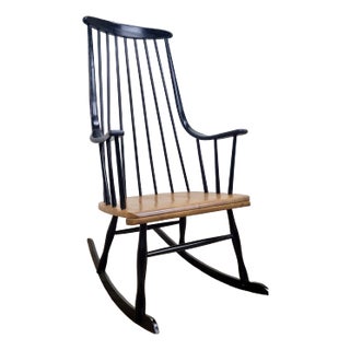 Vintage Lena Larson for Nesto 1960s Swedish Grandessa Rocking Chair For Sale